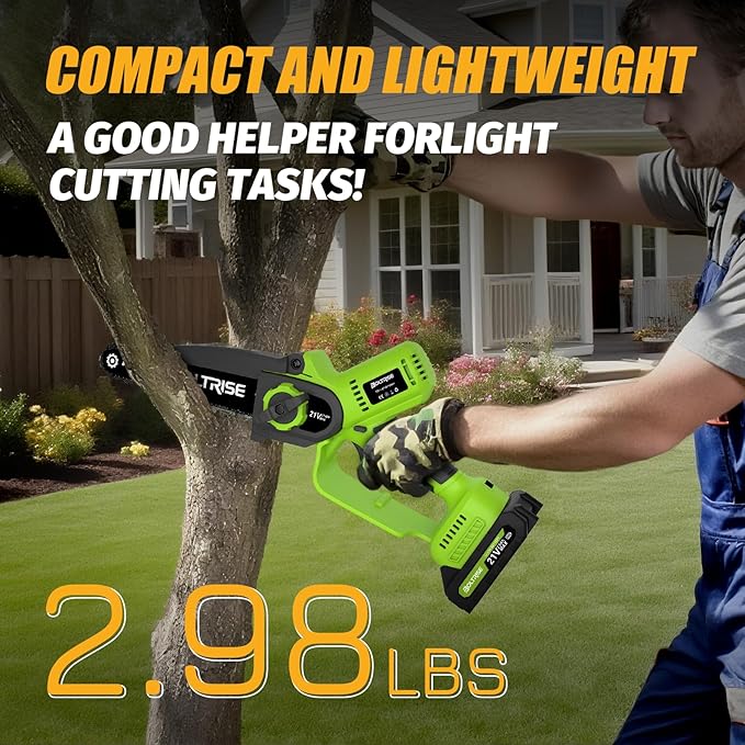 8 Inch Cordless Mini Chainsaw, 1000W Brushless Electric Chainsaw, 2000mAh Batteries & Auto Oiler Hand Held Powered Small Chain Saw, for Tree Trimming Wood Cutting Garden and Yard Work