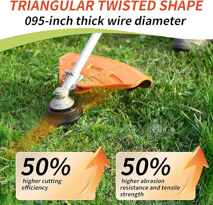 5 Pack String Trimmer Line Compatible with Ego String Trimmer 0.095" 70FT Weed Eater String Pre-Cut Dual Color Fast-positioning Triangular Twisted Trimmer Line Universal Fit Weed Wacker String