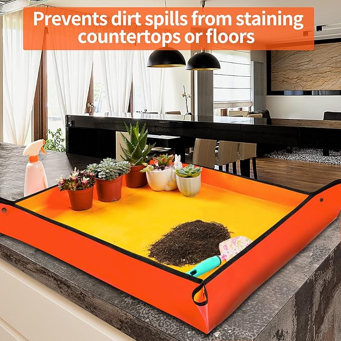 Large Repotting Mat for House Plants Transplanting and Potting Soil Mess Control, Unique Gardening Gifts for Women & Men Mom Birthday Gift Plant Lover Gifts Plant Lady Gifts