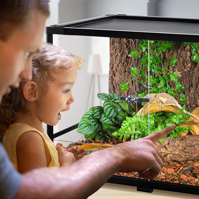 34 Gallon Reptile Tank, Glass Reptiles Terrarium 24" x 18" x 18", Sliding Door, Top Ventilation, Cable Pass, Humidify Hole, Glass Reptile Cage Habitat for Bearded Dragon, Lizard, Snake, Gecko