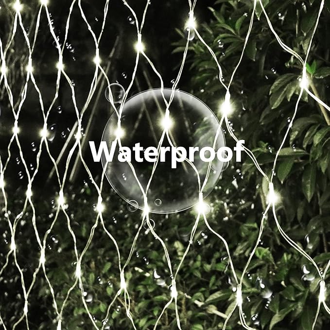 Solar Net Lights Outdoor Mesh Lights White, 200 LED Net Lights Christmas, Waterproof 19 Modes Timer Tree Wrap Lights for Fence, Garden, Yard, Bushes, Trunk, Halloween Decor-9.8ft x 6.6ft