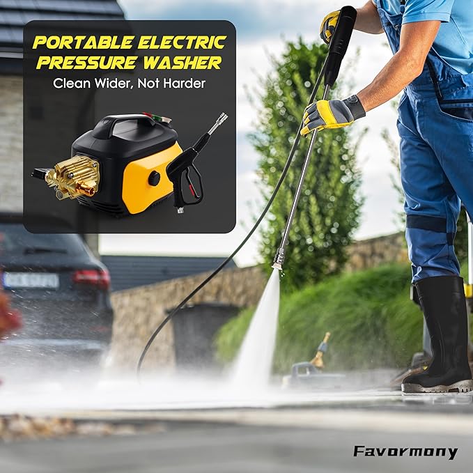 Pressure Washer with 3 Quick Connect Nozzles,Inlet Hose & Filter, Foam Cannon for Cars/Fences/Driveways Cleaning