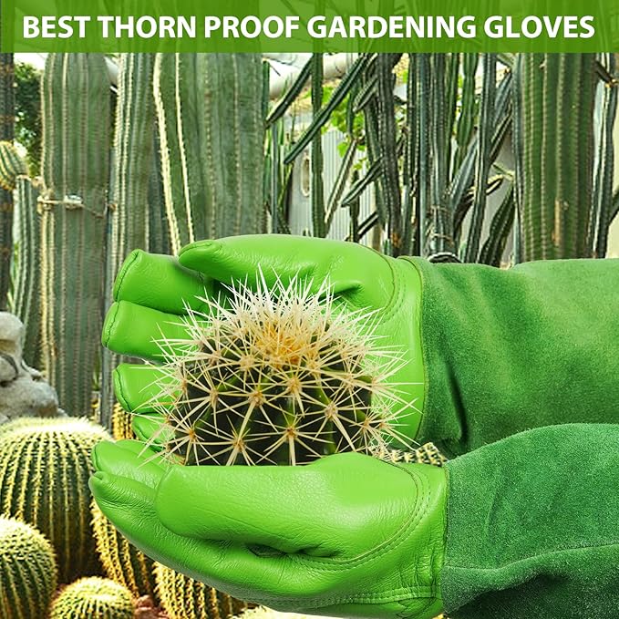 Long Gardening-Gloves Women/Men-Thorn proof Rose Pruning Heavy Duty Gauntlet-S