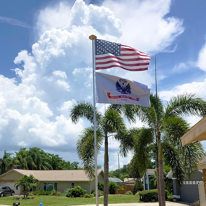 Double Sided White US Army Flag 2x3 Outdoor- Heavy Duty 3 Ply 210D- US Army Flags 2x3- With Canvas Header & 2 Brass Grommets