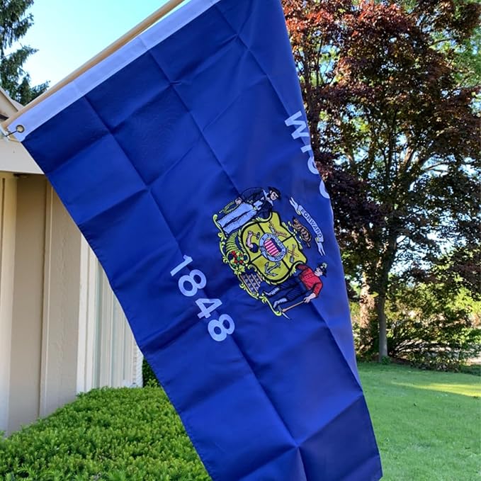 Bradford Wisconsin State Flag 3x5 Feet Outdoor, 3 Ply Polyester Double Sided Heavy Duty, WI Flag With 2 Brass Grommets for Outside House Long Lasting