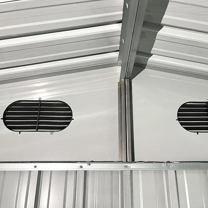 Outdoor Storage Shed, Metal Garden Shed with Double Doors, Galvanized Steel, Waterproof and Rustproof (8x10 FT Metal Shed)