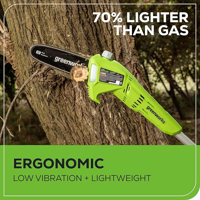 Greenworks 40V 8-Inch Cordless Polesaw, 2.0Ah Battery and Charger Included PS40B210