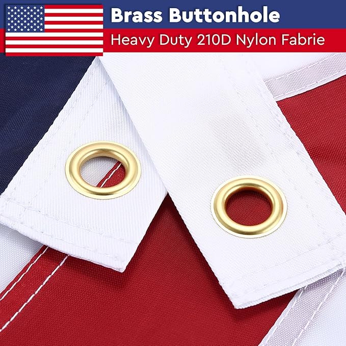 6x10FT American Flag Outdoor -USA Heavy Duty Nylon US Flags Long Lasting US Flag with Embroidered Stars, Sewn Stripes & Brass Grommets Water-Resistant Perfect for Outdoor Use All Weather