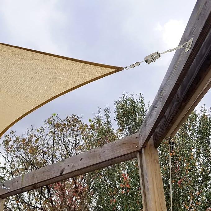 Sun Shade Sail Hardware Kit- 24' Ft (6'x4) Steel Tension Cable with Winch Kit Pad Eyes Snap Hooks Sunshades Installation Kit for Rectangle Shade Sails Deck Patio Yard