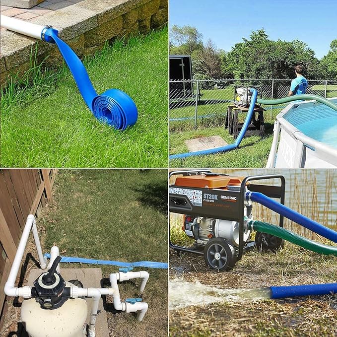 Eastrans 2.5" x 50 FT Pool Backwash Hose,Flat 4 inch Width,Heavy Duty Flat Discharge Hose,Weather and Burst Resistant, Best Pool Hoses for Inground Pools,Pool Filter Hose & Pool Drain Hose