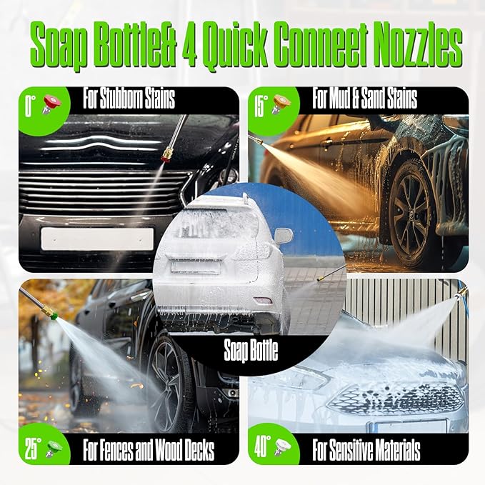 Pressure Washer -4800PSI Power Washer with 4 Quick Connect Nozzles, High Pressure Cleaning Machine with Foam Cannon for Car/Garage/Patio Home Cleaning