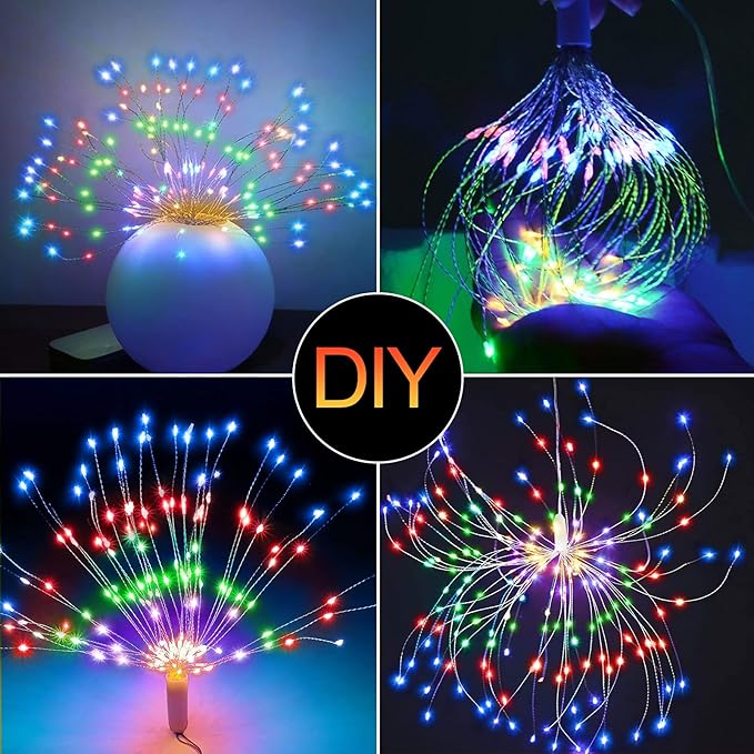 4 Pack Star String Lights Christmas Lights, 225 LED 8 Modes Dimmable with Remote Control, Waterproof Copper Wire Decorative Hanging Star Lights for Party Patio Garden Decoration (Multicolor)