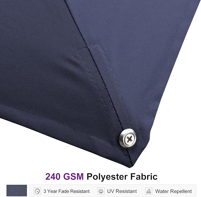 PURPLE LEAF 13 FT Square Patio Umbrella Large Outdoor Aluminum Offset Umbrella with 360-degree Rotation Cantilever Umbrella for Garden Deck Backyard Pool Navy Blue