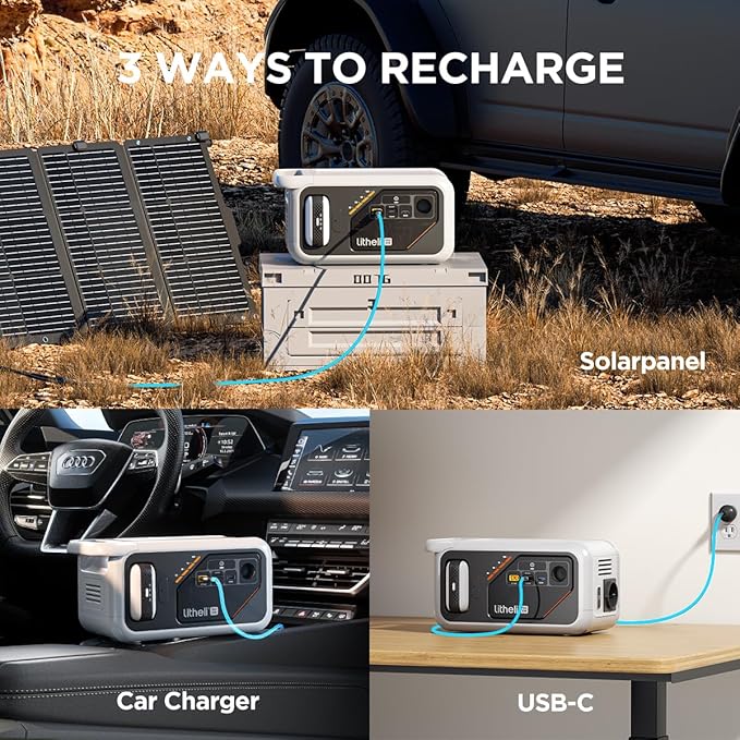 Litheli 218 Serious Portable Power Station 216 Wh Camping Lithium Battery Solar Generator, 200W AC Outlet, Power Bank for Home Outdoor Emergency RV Van Hunting
