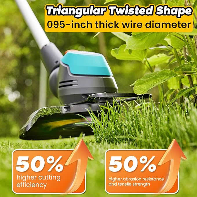 Toussaint 5 Pack AL2420PD 095”Replacement Triangle Twisted Trimmer Lines Compatible with EGO Dual Color Pre-Cut Trimmer Line for All EGO 15-Inch String Trimmers,Yellow and Orange（16FTx5）