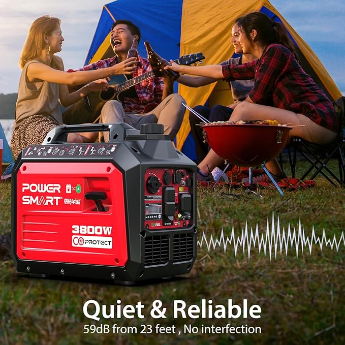 PowerSmart 3800-Watt Dual Fuel Portable Inverter Generator, CO Protect, 30 amp for RV, Home Use and Emergency Backup