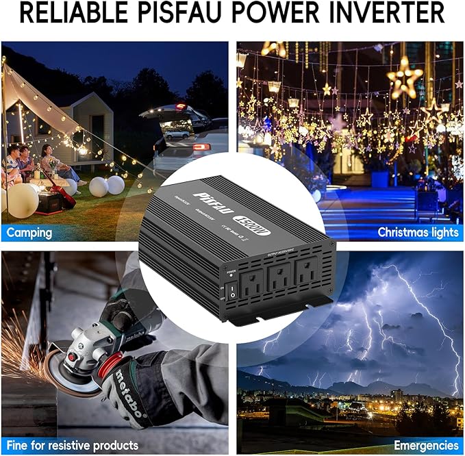 1500 watt Power Inverter 12v to 110v,dc to ac Converter with 3 AC Outlets,12 Volt Power Inversor 1500W Rv/Camping/Home/Emergency Power