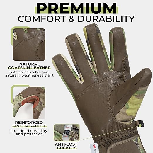 HANDLANDY Waterproof Insulated Work Gloves, 3M Thinsulate Thermal Winter Gloves for Men Women Touch Screen, Warm Ski Snowboard Cold Weather Gloves (Camo, X-Large)