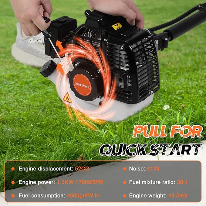 52CC Gas Lawn Mower - Powerful 2-Stroke Yard Trimmer, Durable Gas-Powered Brush Cutter, for Gardening Enthusiasts, DIY Backyard Tool