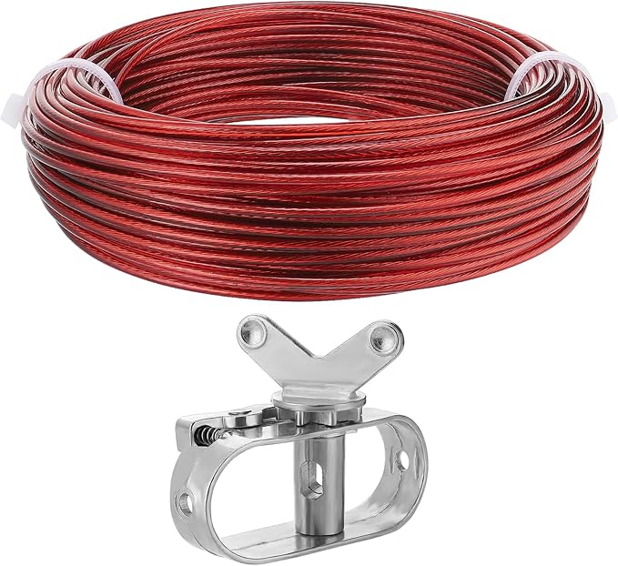 164ft Pool Cover Cable & Heavy Duty Winch Kit - Upgraded Zinc Alloy Spring Loaded Ratchet & Plastic Coated Steel Wire for Above Ground Swimming Pool Winter Close