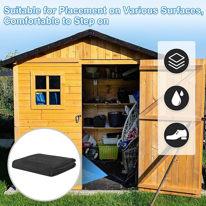 3 mm Thickened Outdoor Storage Shed Mat, 4x6 ft Waterproof Shed Flooring Mat for Patio Furniture Floor Protecting from Wear/Liquid/Dust/Oil, Non-Slip Felt Rubber Rug Pad [Grey]