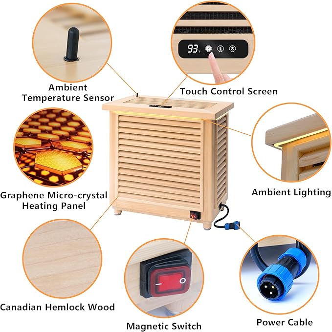 Portable Infrared Sauna Tent, Dry Sauna Box with 1500W Graphene Heater and 2 Chairs, Smart Touch and APP Control, 1-2 Person Full Body Sauna Kit for Home Spa Relaxation
