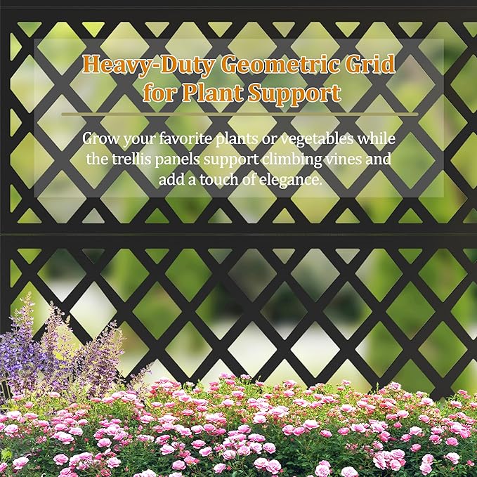 Metal Planter Box with Trellis, Heavy-Duty Raised Garden Bed for Climbing Plants, Drainage Hole, Outdoor Planter Box with Privacy Screen，47''L×16''W×71''H