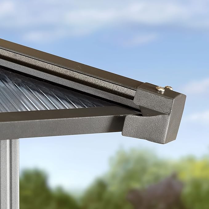 TOOLPORT Hardtop Gazebo 13x13 ft with Aluminum Frame and Approx. 8 mm Polycarbonate Roof - Side Panels in Gray