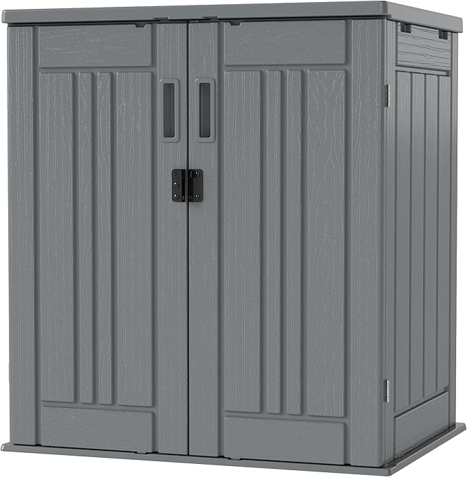 Heavy Duty Small Storage Cabinet Outdoor Weatherproof, 14 Cuft Garage Storage Cabinet with 2 Adjustable Shelves, Lockable Kitchen Pantry Closer Organizer, 31Wx23Lx34H, Sage Grey