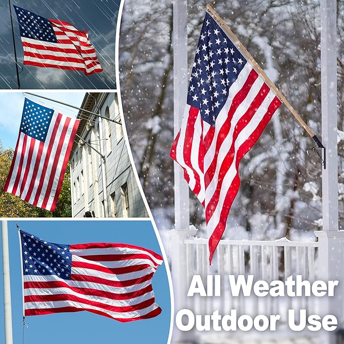 XIFAN Premium American Flag 6x10 ft Outdoor Outside, Heavy Duty Polyester Large USA Flag, the Strongest Longest Lasting with Embroidered Stars/Sewn Stripes/3 Brass Grommets/UV Protection