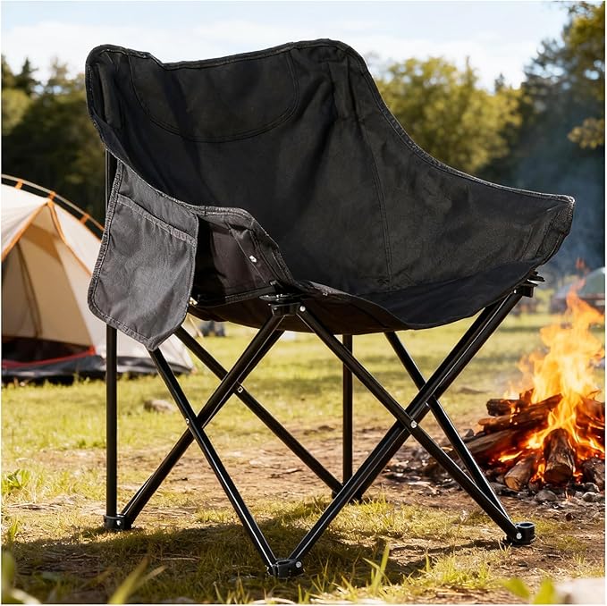 Oversized Portable Sauna Chair, Fast Folding Chair with Carrying Bag for Personal Home Sauna (Black)