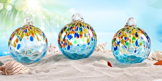 EUSTUMA Hand Blown Glass Witch Ball,Glass Ball Ornament Hanging Garden Gazing Ball Indoor Outdoor Home Décor. (1)