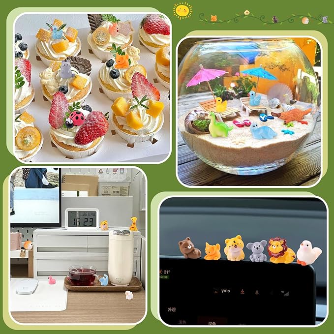 45PCS Mini Resin Animals Tiny Cute Forest Figurines, Miniature Figures to Hide, Little Animal Toys Small Accessories for Topper Desk Garden Dollhouse Landscape Aquarium Ornaments Crafts & Decor
