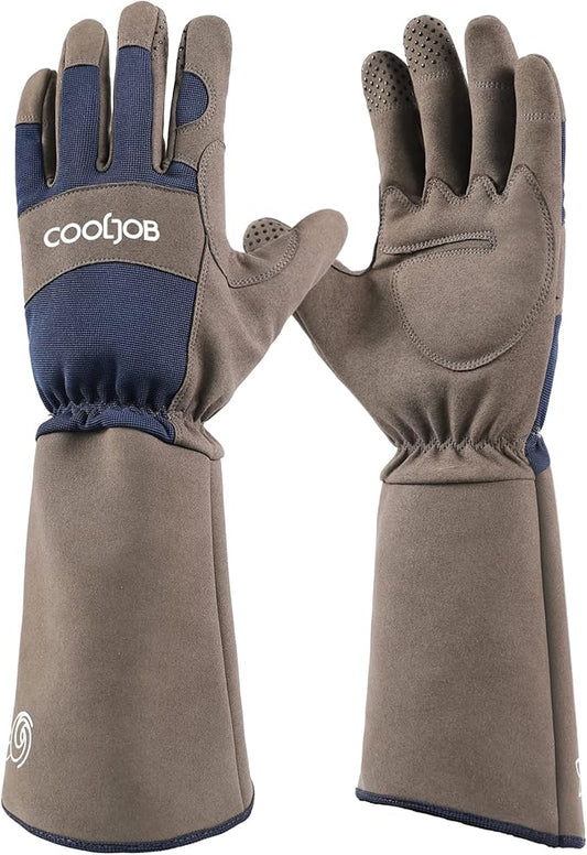 COOLJOB Thorn Proof Rose Pruning Garden Gloves for Men, Long Sleeve Padded Yard Work for Bush, Blackberry, Cactus, Heavy Duty/Puncture Resistant/Machine Washable, Medium, Navy