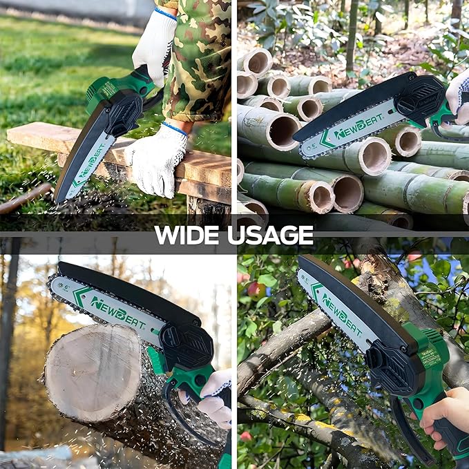 Mini Chainsaw Cordless 6 Inch - Electric Chainsaw Battery Powered, Small Handheld Portable Saw for Wood/Trees Trimming, Tools for Household and Garden, Chain Saw Gift for Men Dad Women