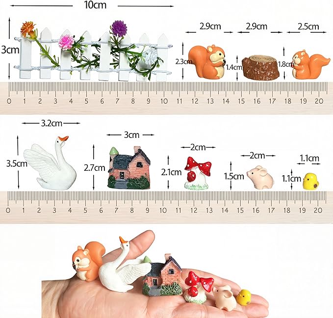 Mini Fairy Garden Accessories 103 PCS Mini Resin Animals for Terrarium Decor Bulk Miniature Garden Accessories for Potted Landscape and Dollhouse Fairy Garden Kit for Outdoor Decor