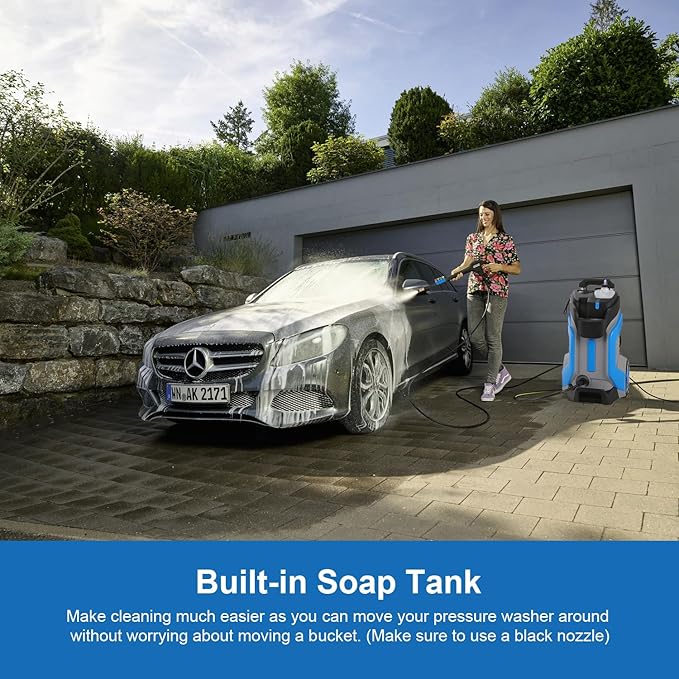 5000PSI Pressure Washer 4.0GPM High Power Washer with M22-14mm Pressure Hose 33FT,Powerwashers with 1/4" QC Compatible Surface Cleaner, 5 Nozzle and Soap Bottle for Home,Car,Patio (Blue)