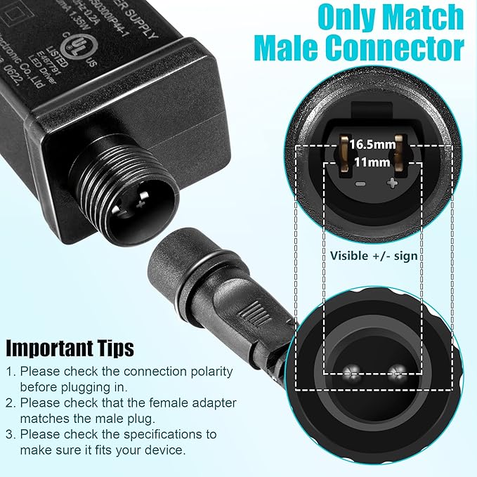 2 Pcs Replacement Yard Inflatable Adapter Power Supply Adaptor 12Vdc 1.0A Class 2 Power Supply for Halloween Christmas Inflatable Decorations