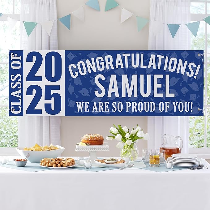 Let's Make Memories Personalized Graduation Banner Class of 2025 - Graduation Party Decorations - Congratulations Banner - Indoor/Outdoor Vinyl - Best in Class - Black - 8 ft.