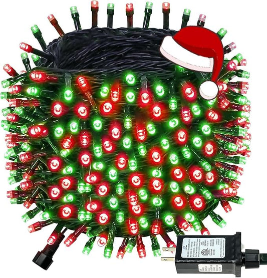 Connectable 240LED 95Ft 13Modes String Lights Indoor Outdoor | Extendable Green Wire Red & Green Christmas Tree Lights with Timer | Twinkle Fairy Light Plug in for Xmas Tree Garden Decor(Red & Green)