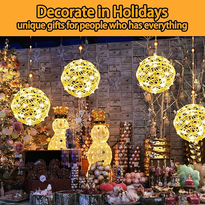 4 Pack 160Led Christmas Ball Lights for Tree Outdoor, 8 Modes 7.87in Globe String Lights Waterproof, Sphere Fairy Outside for Window House Garden Yard Porch Indoor Decorations, Warm White