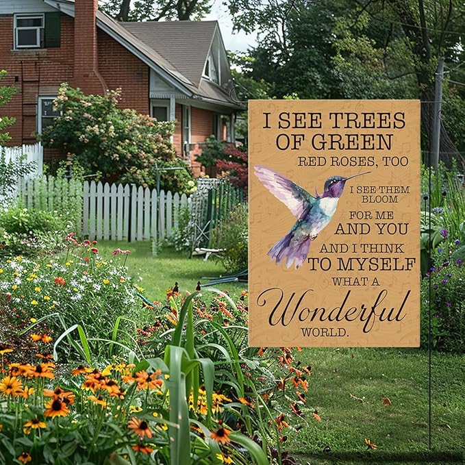 Hummingbird Garden Flag Home Farmhouse Holiday Outside Outdoor Lawn Decorations Yard Flag Double Sided 12x18 Inch