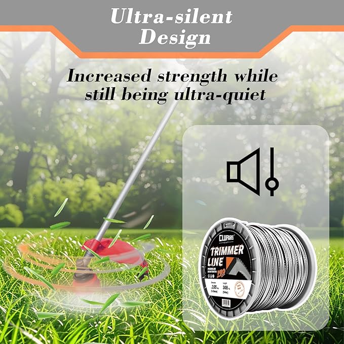 Cluparis 155 Sawtooth Trimmer line Heavy Duty for Push String Trimmer 3-Pound, 0.155" Nylon Weed Eater String .155-inch-by-308-ft Commercial String Trimmer Line in Spool with Line Cutter