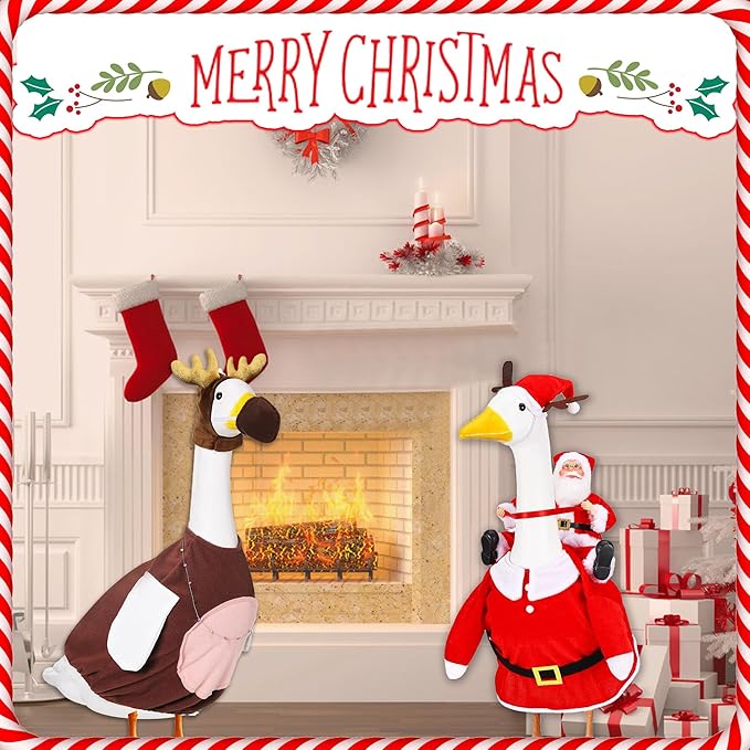 Porch Goose Christmas Outfits Clothes for 23 Inch Porch Goose Costume for Yard Lawn Outdoor Garden Patio Statue