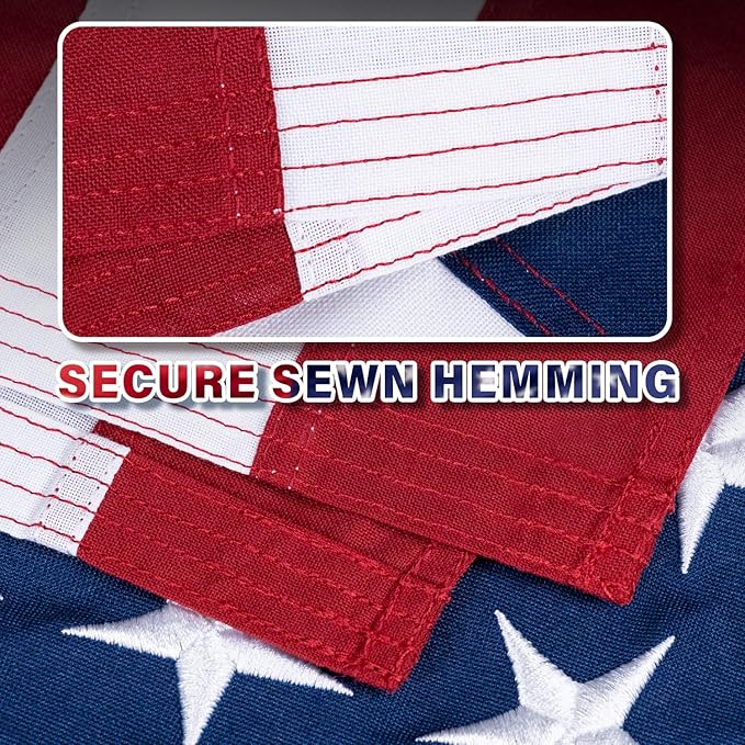American Flag 5x8 FT TearProof Series, Heavy Duty Tough Spun Polyester USA Flags High Wind for Outside Outdoor with Durable Embroidered Stars Sewn Stripes 3 Brass Grommets