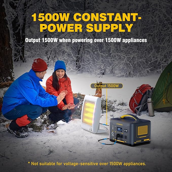 VTOMAN Jump 1500X Portable Power Station with Jumper Cables, 828Wh LiFePO4 Battery Solar Generator with Jump Start for Car, 1500W AC Outlets, 100W PD Type-C&Regulated DC for Home Backup RV Van Camping