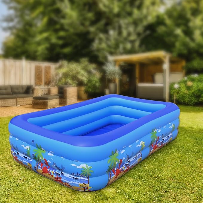 Baiao Inflatable Swimming Pool for Adult, Blow Up Pool for Backyard, Garden, Indoor, or Summer Outdoor Paly Water Happy Family Time 118" x 68" x21" (300CM)