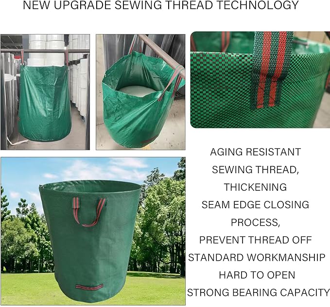 Reusable Yard Waste bags,Collapsible Leaf Bag with Gardening Gloves,Yard Debris Collapsible Bag With 4 Handles, for Leaves, Lawn Debris & Grass Clippings (53Gallon)