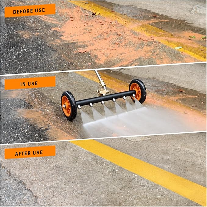 Undercarriage Pressure Washer Attachment with 6 Nozzles, Siebwin 16" Dual-Function Water Broom for Pressure Washer Undercarriage Cleaner with 3 Pieces Extension Wand, 4000 PSI, 1 Adapter