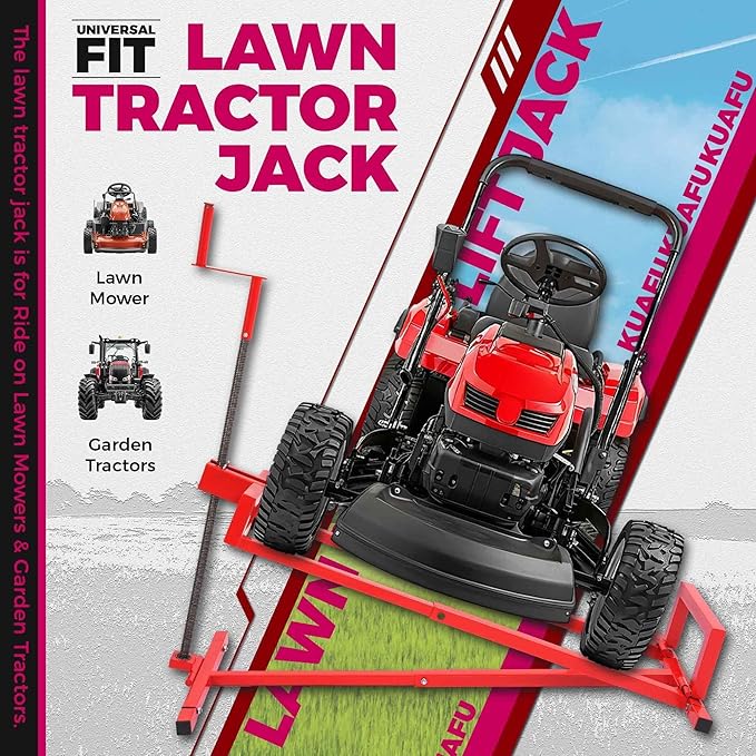 KUAFU Lawn Mower Lift Jack, Telescopic Maintenance Jack for Lawn Mowers and Garden Tractors, Manual Handle & Power Tool Extension Red, GO-3711